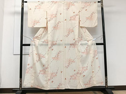 平和屋着物＊夏物　小紋　絽　絵霞舞蝶文　正絹　逸品　CABK8991xi