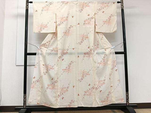 平和屋着物＊夏物　小紋　絽　絵霞舞蝶文　正絹　逸品　CABK8991xi
