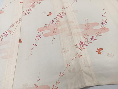平和屋着物＊夏物　小紋　絽　絵霞舞蝶文　正絹　逸品　CABK8991xi