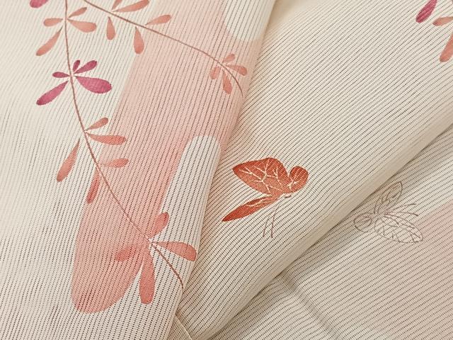 平和屋着物＊夏物　小紋　絽　絵霞舞蝶文　正絹　逸品　CABK8991xi