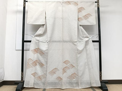 平和屋着物＊夏物　訪問着　波紋紗　波文　銀彩　正絹　逸品　CABK8992xi