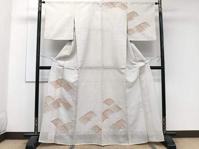 平和屋着物＊夏物　訪問着　波紋紗　波文　銀彩　正絹　逸品　CABK8992xi
