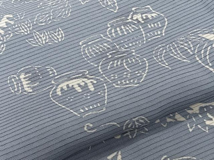 平和屋着物＊夏物　小紋　絽　型染め　風景文　正絹　逸品　CABK8994xi