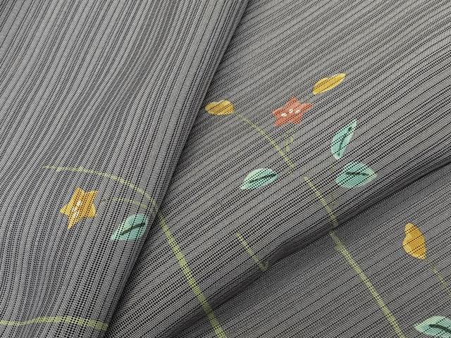 平和屋着物＊夏物　小紋　変わり絽　枝草花文　正絹　逸品　CABK8995xi
