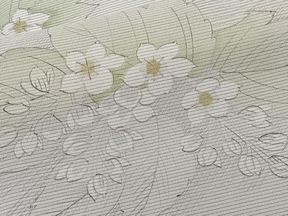 平和屋着物＊夏物　小紋　絽　手描き　草花文　正絹　逸品　CABK8996xi