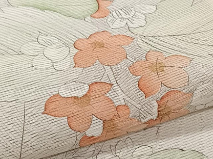 平和屋着物＊夏物　小紋　絽　手描き　草花文　正絹　逸品　CABK8996xi
