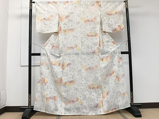 平和屋着物＊夏物　小紋　絽　菊尽くし　正絹　逸品　CABK8997xi