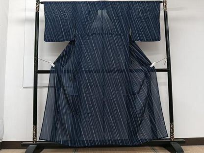 平和屋着物＊夏物　小紋　絽　斜線文　正絹　逸品　CABK8998xi