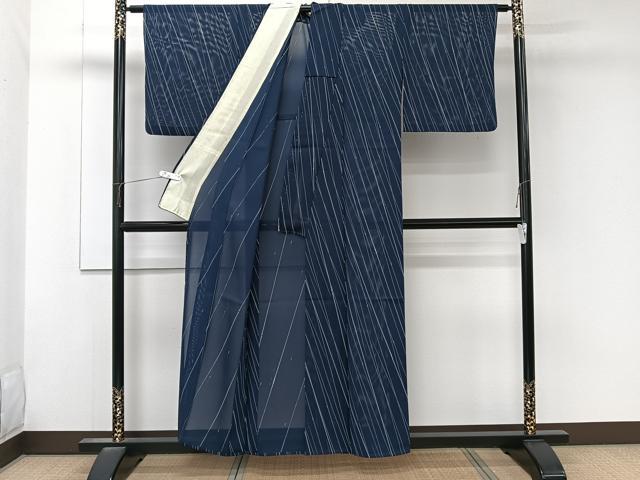平和屋着物＊夏物　小紋　絽　斜線文　正絹　逸品　CABK8998xi