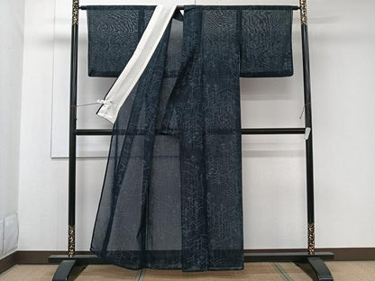 平和屋着物＊夏物　小紋　紗紬　草花文　正絹　逸品　CABK9000xi