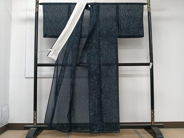 平和屋着物＊夏物　小紋　紗紬　草花文　正絹　逸品　CABK9000xi