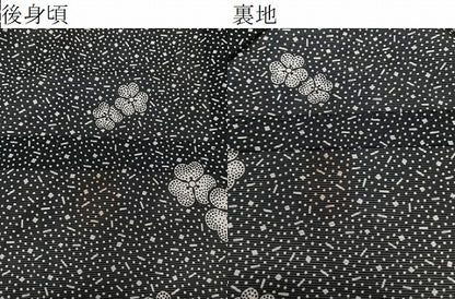 平和屋着物＊夏物　小紋　絽　舞花文　黒地　洗える着物　CABK9001xi