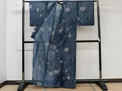 平和屋着物＊夏物　小紋　絽　草花文　高島屋扱い　洗える着物　未使用　CABK9019xi