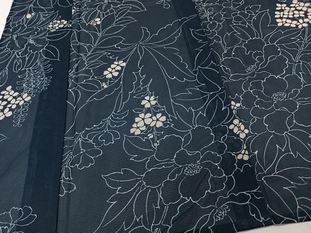 平和屋着物＊夏物　小紋　絽　草花文　高島屋扱い　洗える着物　未使用　CABK9019xi