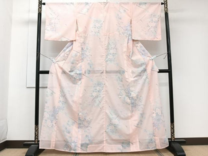 平和屋着物＊夏物　小紋　絽　葡萄蔦の葉文　洗える着物　CABK9020xi