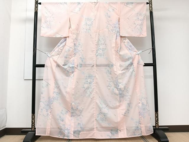 平和屋着物＊夏物　小紋　絽　葡萄蔦の葉文　洗える着物　CABK9020xi