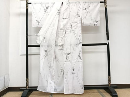 平和屋着物＊夏物　小紋　絽　笹竹文　洗える着物　CABK9023xi