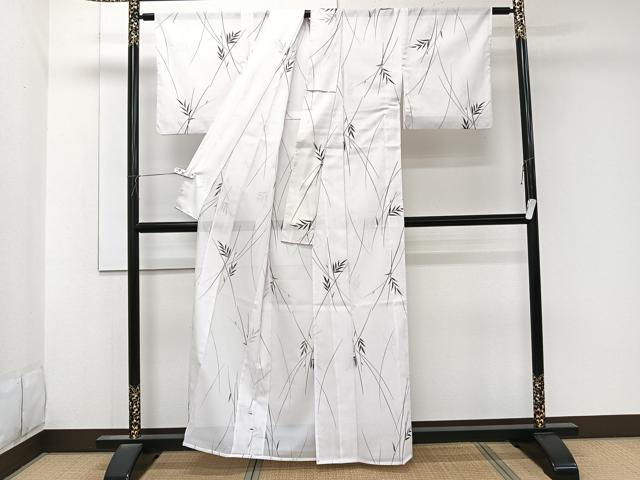 平和屋着物＊夏物　小紋　絽　笹竹文　洗える着物　CABK9023xi