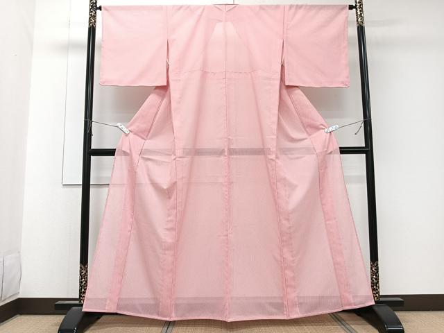 平和屋着物＊夏物　小紋　絽　よろけ縞　洗える着物　未使用　CABK9024xi