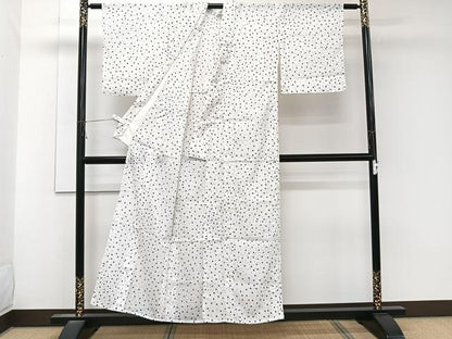 平和屋着物＊夏物　小紋　絽　あられ文　洗える着物　CABK9025xi