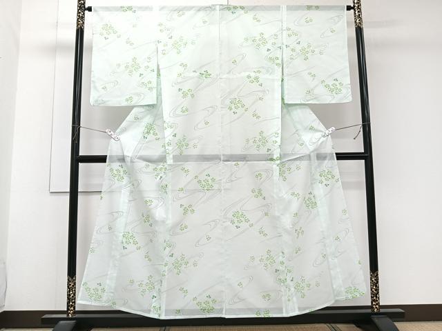平和屋着物＊夏物　小紋　絽　流水草花文　洗える着物　CABK9026xi
