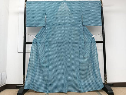 平和屋着物＊夏物　小紋　紗　小花文様　洗える着物　CABK9035xi