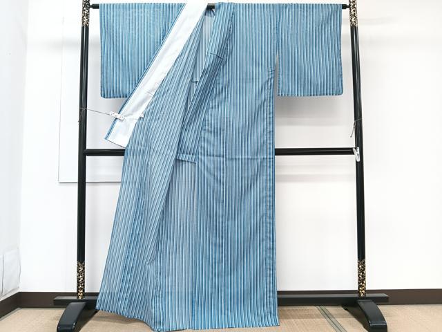 平和屋着物＊夏物　小紋　絽　縞　洗える着物　CABK9037xi