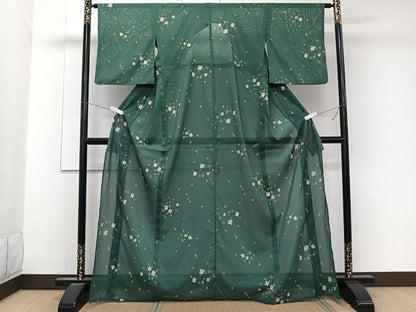 平和屋着物＊夏物　小紋　絽　色紙花文　洗える着物　CABK9038xi
