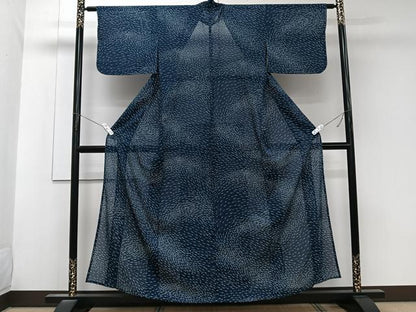 平和屋着物＊夏物　小紋　絽　魚　正絹　逸品　CABK9042xi