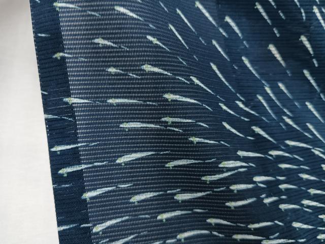 平和屋着物＊夏物　小紋　絽　魚　正絹　逸品　CABK9042xi