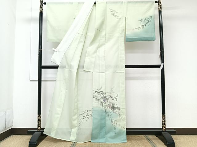 平和屋着物＊夏物　訪問着　絽　手描き　蔦の花文　洗える着物　CABK9046xi