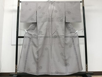 平和屋着物＊夏物　夏結城　100亀甲　飛び亀甲柄　花亀甲文　正絹　逸品　CABK9048xi