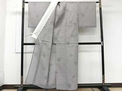 平和屋着物＊夏物　夏結城　100亀甲　飛び亀甲柄　花亀甲文　正絹　逸品　CABK9048xi