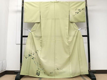平和屋着物＊夏物　訪問着　絽縮緬　手描き　花唐草文　暈し染め　洗える着物　CABK9054xi