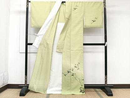 平和屋着物＊夏物　訪問着　絽縮緬　手描き　花唐草文　暈し染め　洗える着物　CABK9054xi