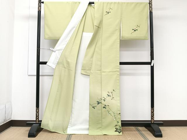 平和屋着物＊夏物　訪問着　絽縮緬　手描き　花唐草文　暈し染め　洗える着物　CABK9054xi