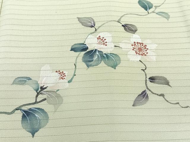 平和屋着物＊夏物　訪問着　絽縮緬　手描き　花唐草文　暈し染め　洗える着物　CABK9054xi