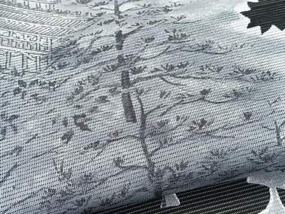 平和屋着物＊夏物　訪問着　絽　風景文　黒地　金彩　洗える着物　CABK9059xi