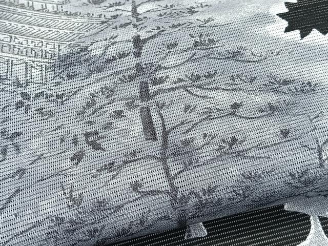 平和屋着物＊夏物　訪問着　絽　風景文　黒地　金彩　洗える着物　CABK9059xi