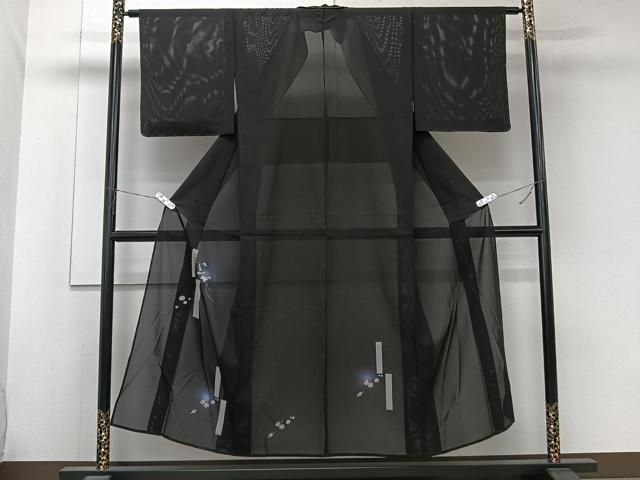 平和屋着物＊夏物　訪問着　絽　瓢箪蔦の葉文　蛍暈し　黒地　正絹　逸品　未使用　CABK9061xi