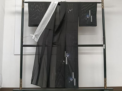 平和屋着物＊夏物　訪問着　絽　瓢箪蔦の葉文　蛍暈し　黒地　正絹　逸品　未使用　CABK9061xi