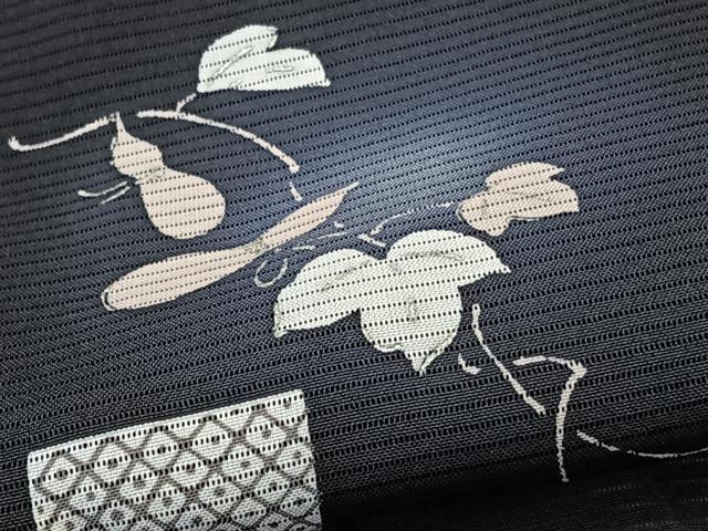 平和屋着物＊夏物　訪問着　絽　瓢箪蔦の葉文　蛍暈し　黒地　正絹　逸品　未使用　CABK9061xi