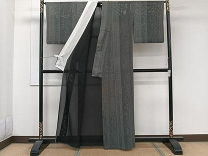 平和屋着物＊夏物　江戸小紋　絽　間道　正絹　逸品　CABK9062xi