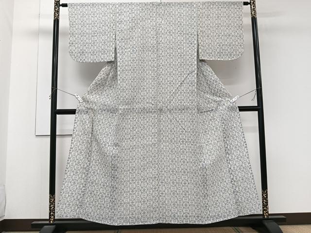 平和屋着物＊夏物　本場小千谷縮　花丸文　麻　逸品　CABK9065xi