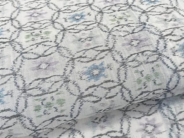 平和屋着物＊夏物　本場小千谷縮　花丸文　麻　逸品　CABK9065xi