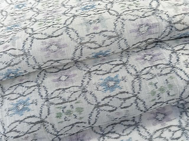 平和屋着物＊夏物　本場小千谷縮　花丸文　麻　逸品　CABK9065xi
