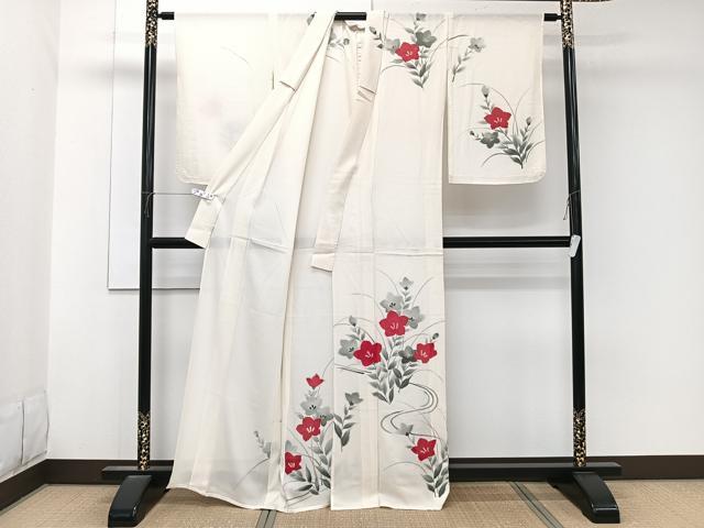 平和屋着物＊夏物　訪問着　絽　手描き　草花文　正絹　逸品　CABK9066xi