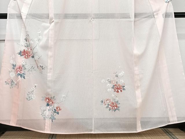 平和屋着物＊夏物　訪問着　縦絽　草花文　暈し染め　洗える着物　未使用　CABK9069xi