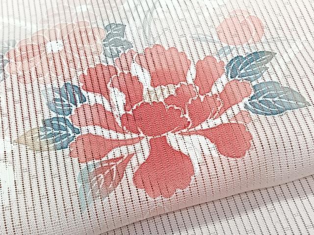 平和屋着物＊夏物　訪問着　縦絽　草花文　暈し染め　洗える着物　未使用　CABK9069xi