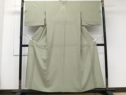 平和屋着物＊夏物　色無地　絽　山葵色　正絹　逸品　CABK9072xi